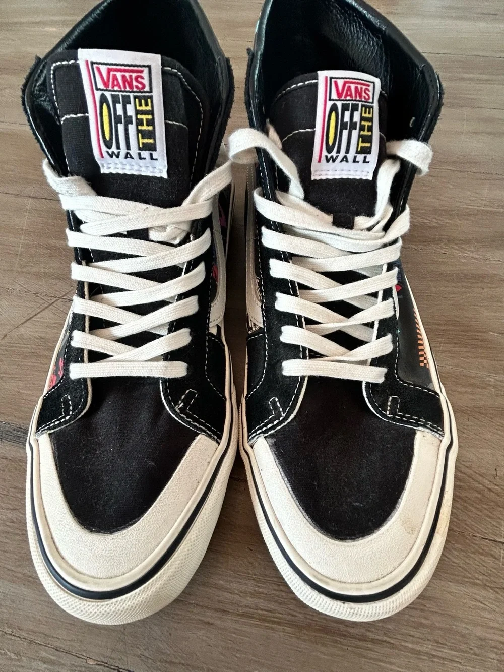 Vans Black & White High-Top Sneakers with Neon Graphic Panels